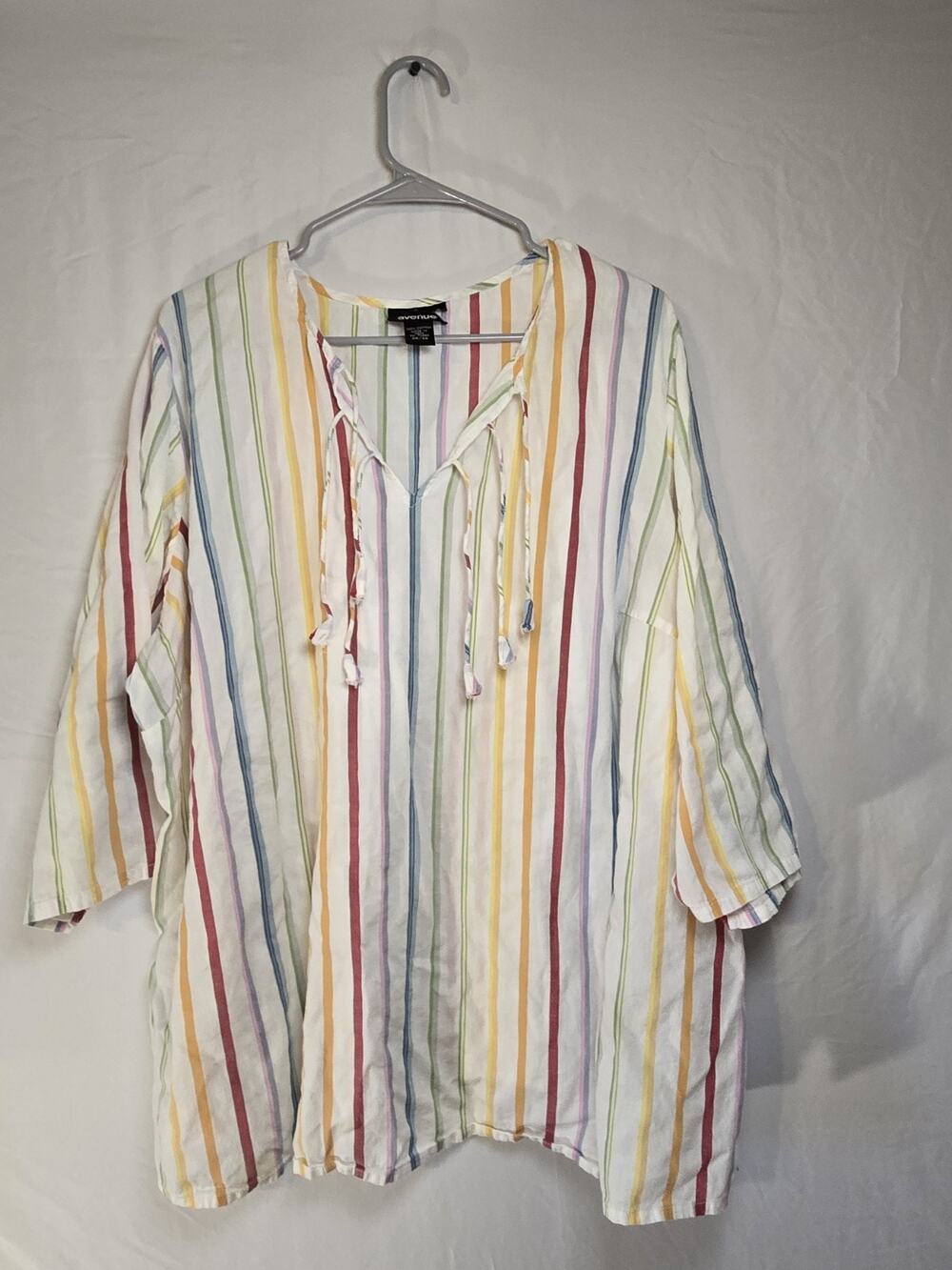 The Avenue 100% Cotton Stripped Tunic Top Blouse US Womens Plus Size 26/28